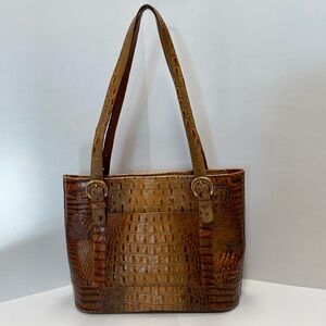Brahmin pecan croc embossed leather handbag